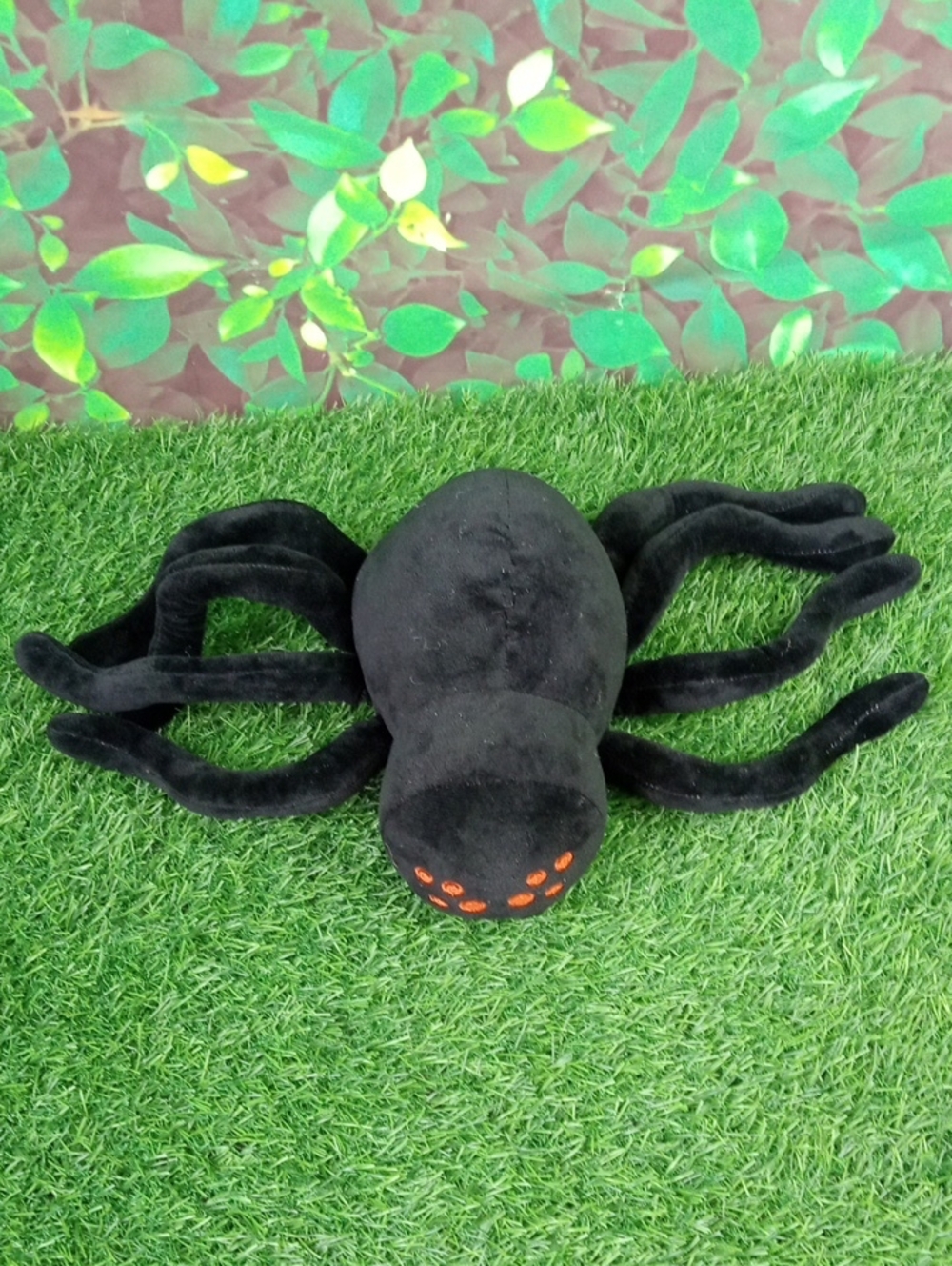 👻 Halloween Black Plush Spider Toy with Orange Eyes